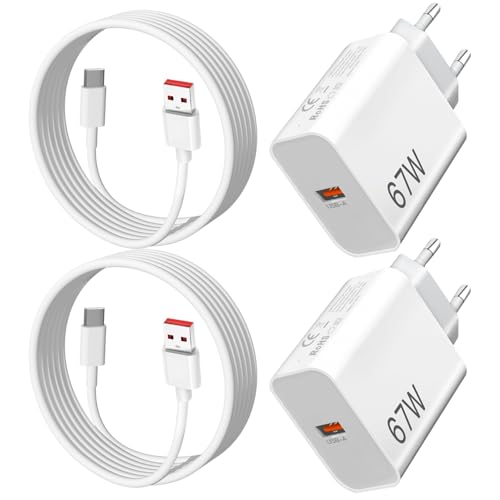 2Pack Cargador 67W Xiaomi y Cable para Xiaomi 15 Ultra/15 Pro/15T 14T 13T 12T 14 13 12 Lite,Redmi Note 15 14 Pro+ 5G/13 12 11 10 9,Redmi 15C 14C 13C,Poco X7 X6 F7 F6 M8 M7 M6 Turbo Charge Carga Rapida