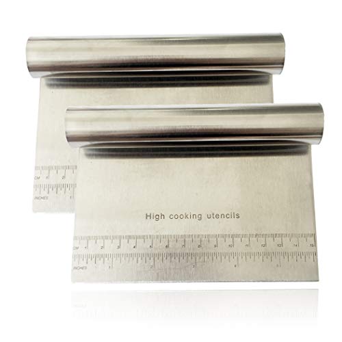 Stainless Steel Dough Pastry Scraper Cutter Chopper with Measuring Cake Pizza Cutter Pastry Bread Separator Scale Knife, Pack of 2