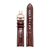 Generico Cinturino in pelle compatibile con DATE JUST MASTER CONTROL TAG19mm20mm21mm22mm Bracciale bocca ad arco(Brown rose,20-18mm)