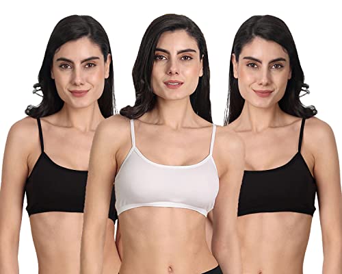 Image of Aimly Women's Cotton Non-Padded Non-Wired Low Coverage Sports Bra Pack of 3