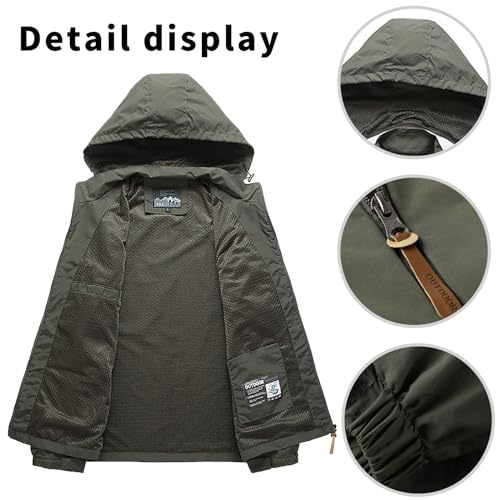 Add Your Logo Custom Mens Rain Coat Waterproof Hooded Outdoor Jacket Lightweight Windbreaker Workwear4