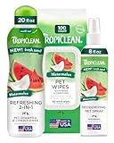 TropiClean Watermelon Grooming Kit for Dogs| Natural Pet Products Derived from Natural Ingredients | Safe for Cats | Made in The USA | 3 Piece Set