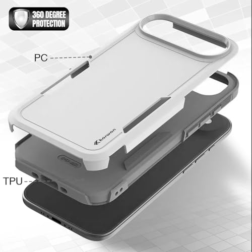 Image of KARWAN Rugged Matte Back Case Cover Compatible with iPhone 17Air Military Grade Drop Protection, Heavy Duty Shockproof Hybrid TPU + PC, Anti Slip Grip, Dual Layer Camera Protection, White
