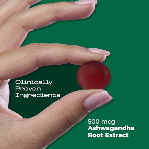 Image of Nutriburst Ashwagandha Max 500mg for Stress and Anxiety Relief | Vigour, Energy, Power & Stamina | Relax Refresh Mind & Body | Guava Flavor Gummies, No added sugar | 10 Gummies