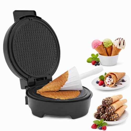 Produktfoto von Elektrischer Waffelkegel-Maker, 1200W 220-240V Waffeleisen Rund Eiswaffeleisen Hörnchenautomat Eiserkucheneisen&hellip;