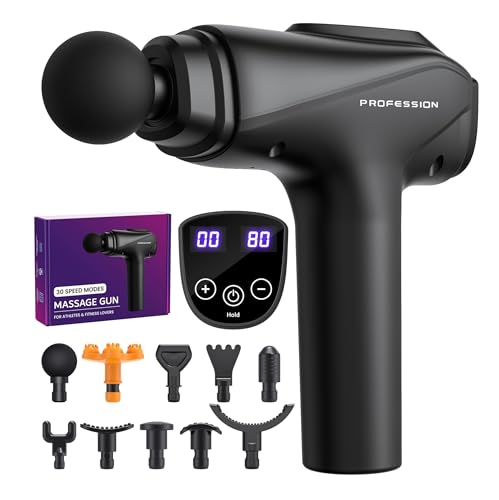 Bemkia Massage Gun Deep Tissue Professional Muscle Massager Portable Percussion Therapy for Back Shoulder Pain Relief (Black)