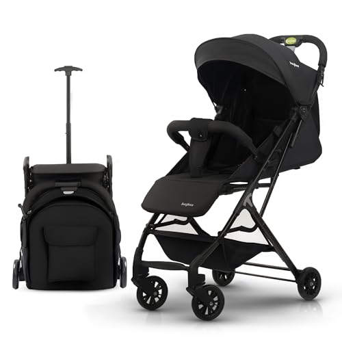 Image of BAYBEE Baby Stroller With 2 in 1 Bassinet & Seat Mode with Parent Handle Bar, 360 Swivel Wheels, 3 Position Recline, Leg Rest, Canopy for Sun Shade & Storage Basket, Ideal Travel Friendly Strollers for Boy Girl (Black)