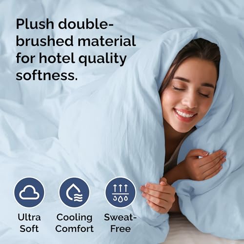 Duvet Cover Full Size - Soft 3 Piece with Zipper Closure - Light Blue by CGK Unlimited - Image 2