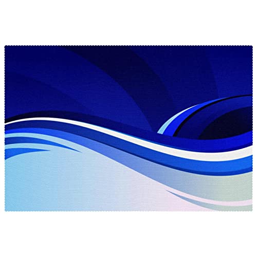 Sets de table vagues bleues abstraites napperons de qualité supérieure x6
