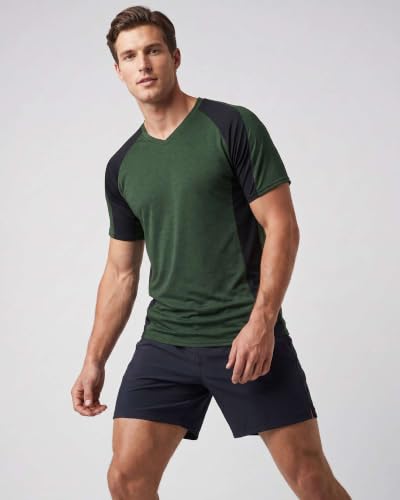 Image of 5 Pack: Men's V-Neck Dry-Fit Moisture Wicking Active Athletic Tech Performance T-Shirt