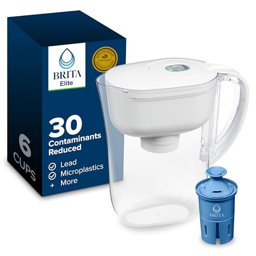 Brita Water Pitcher, Metro Elite Filter, Removes 99% of Lead, Includes 1 Filter, 6-Cup Capacity,...