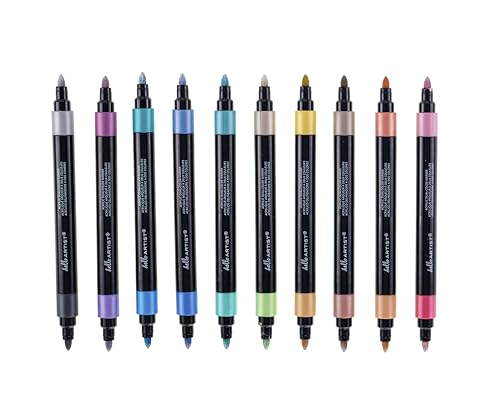 Image of Dual-Color Markers, Set of 10, Metallic Colors, Bright and Vivid Colors, For Crafts, Journaling, Coloring, Artists, Bullet Tip, Home or Classroom Use