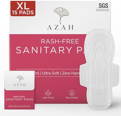 AZAH Sanitary Pads for Women (15 XL) for Heavy Flow | Pack of 15