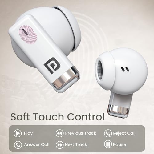 Image of Portronics Twins one in Ear Earbuds with Deep Bass, Upto 30 Hours Playtime,13mm Dynamic Driver, Game /Music Mode, Bluetooth V6.0, Voice Assistant, Type C Fast Charging Buds, Lightweight Design(White)