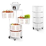 GLOCALCUL Fruit Vegetable Round Baskets Rack, Rolling Rotating Storage Shelf, Easy Install Metal Bas