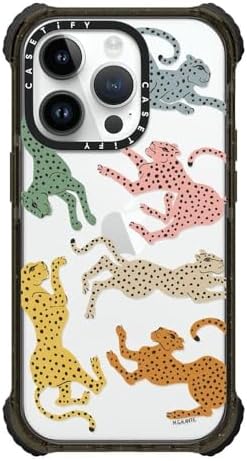 CASETiFY Ultra Impact Case for iPhone 14 Pro Glossy Black Batch 3 Prints, Rainbow Cheetah by Megan Galante, iPhone 14 Pro