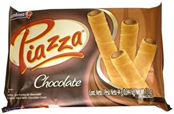 Piazza Wafer Rolls with Chocolate Cream / Barquillos con Crema de Chocolate 1.5oz 4 Pack