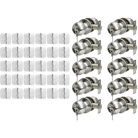 SUNTAI Stainless Steel Entry Door Lock with Keyed 30 Pack Satin Nickel Door Hinges Set Cover
