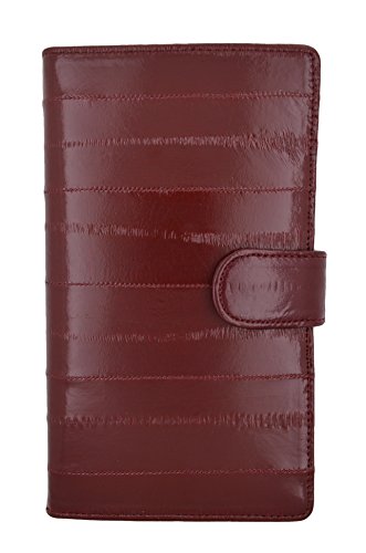Marshal New Eel Skin Leather Credit Card Holder Wallet 19 Card Slots & 1 Id Window With Snap (Burgundy) #TOP4
