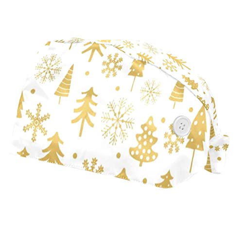 Casquette pour hommes femmes avec motif arbre de Noël or | Coiffure travail cuisine