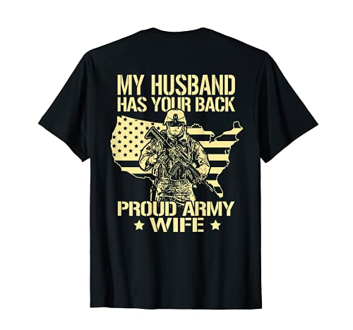 My Husband Has Your Back - Regalo patriótico para esposa del ejército Camiseta