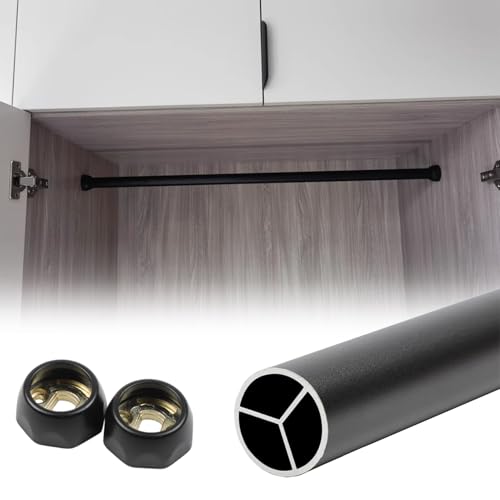 Bastone Armadio Appendiabiti Asta Rotonda Nera Opaca per Armadio Con Supporti Terminali, Asta Appendiabiti Tubolare per Guardaroba Resistente, Organizzatore per Armadio in Metallo Porta Abiti(40cm(15