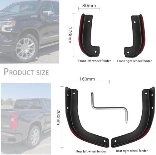 Image of Mud Flap Delete for Chevy Silverado 1500 Accessories 2019-2026, Mud Guard Chevrolet Silverado 1500 Parts Mudflaps Front Rear Replacement Kit 2019 2020 2021 2022 2023 2024 2025 2026