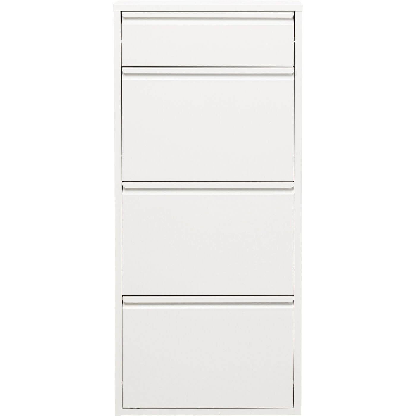 Kare Design Schuhschrank Caruso 3+1, Weiß, 119x50x15 cm, Schuhkipper, Stahl, mit Platz für 6 Paar Schuhe, Flur