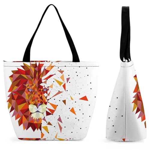 Sac à main femme lion géométrique : le grand format 32.5cm anti-encombrement
