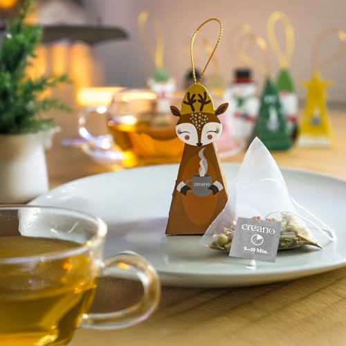 Creano Bio Wintertee Geschenkset „Niedliche Weihnachtsfiguren“ - 9 Pyramiden-Teebeutel in 9 unterschiedlichen Sorten - 22,5g - Weihnachtstee*