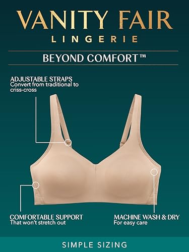 Image of Vanity Fair Women's Beauty Back Smoothing Wireless Bra, Comfort and Support, Simple Sizing Available S-3xl