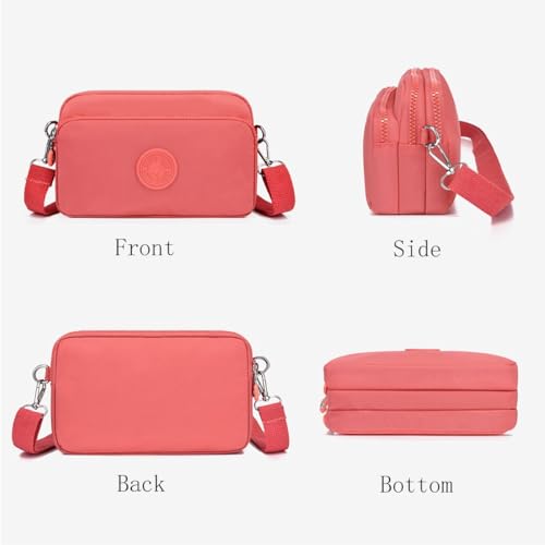 Umhängetasche Damen Kleine Nylon - Crossbody Bag Leichte Wasserdicht Messneger Handtasche Frauen Moderne Taschen mit 3 fächern – Bild 6