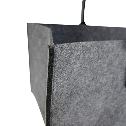 KHI Filzkorb, XL Einkaufstasche, 51 x 26 x 26 cm, Shopper Bag, Filztasche, Gross, grau, Kaminholzkorb, Spielzeugkorb, Spielzeugtasche, Brennholztasche, Aufbewahrung von Kaminholz