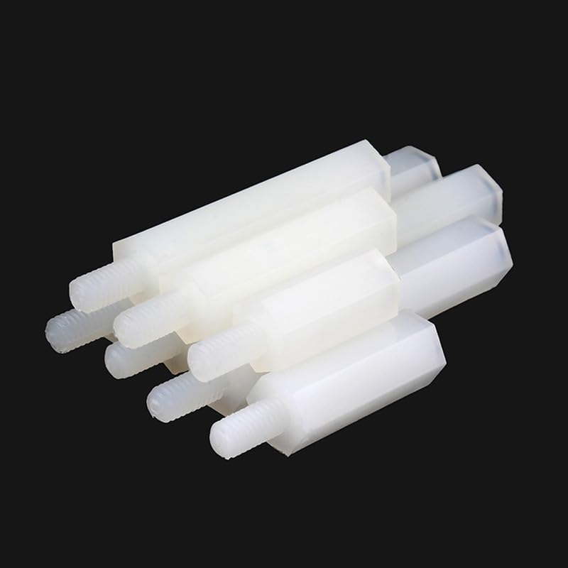 Plastic Standoff Screws Single end Female Threaded Insulation Stud Nylon Hex Spacer Standoffs Hexagonal Pillar M4 x 15 +6mm 20 Pcs