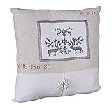 Kissen Shabby chic Stickerei Dekokissen Landhaus Leinenkissen 40x40cm Hirsch LDA028 Palazzo Exklusiv