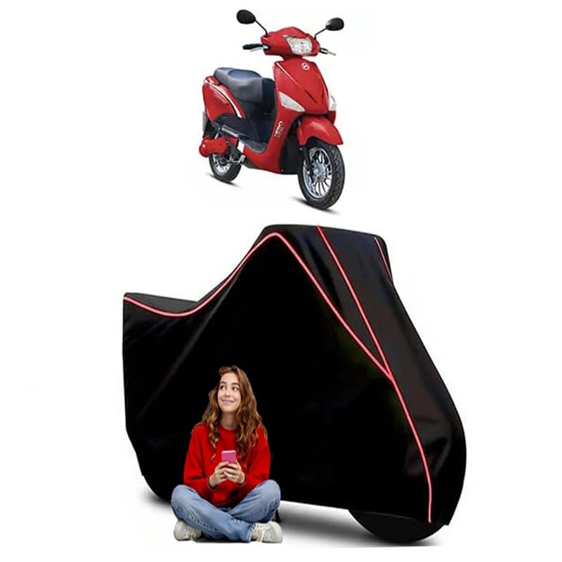 Image of Optima LX Scooty Bike Cover Water Resistant Outdoor Use Universal Fit Scooters Motorcycles Heavy Duty UV Protection Dust Rain Scratch Resistant Elastic Bottom Black Blue Piping