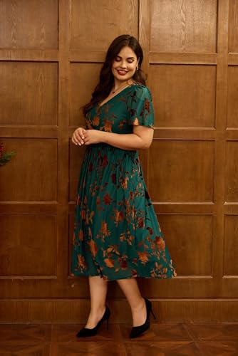 Image of TIYOMI Plus Size Velvet Dress for Women Formal Cocktail Satin Dresses for Wedding Guest XL-5XL (14W-28W)