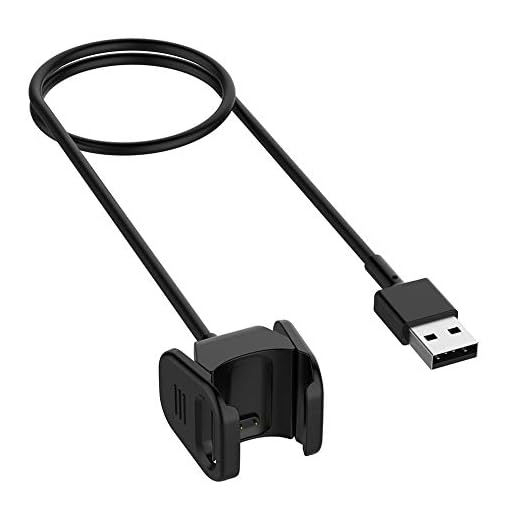 QiKun-Home Laddarkabel för Fitbit Charge 3 USB-laddningskabel Klämdocka för Fitbit Charge3 Fitness Tracker-armband svart
