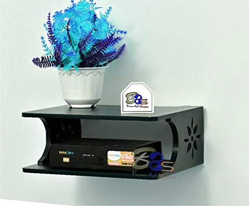 Image of Set Top Box Stand Wall Shelf & WiFi Modem Display Rack for Living Room (Z Black)