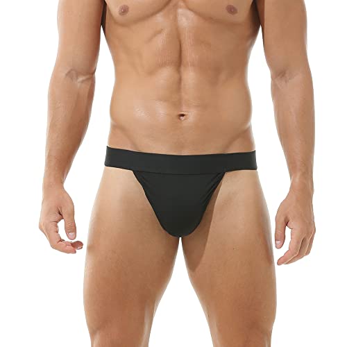 Broddle Men's Nylon Thong Underwear G-String Low Rise T-Back Bulge Pouch Workout For Men Black #TOP2