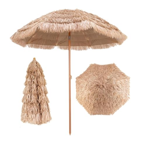 Parasol hawaïen en chaume anti-soleil réglable pour votre jardin