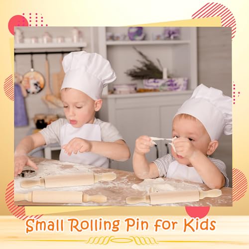 16 Pcs 8 Inch Mini Wooden Rolling Pins Small Wood Rolling Pin Wooden Roller for Girls and Boys Kitchen Baking Pastry Cake Cookie Chef Role-playing Game