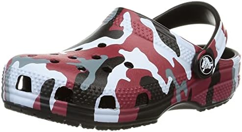 Crocs Kids' Classic Graphic Clog, Black/Red, 8 US Unisex Toddler
