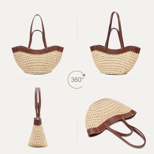 Bolso Tote de Paja para Mujer con Asa Doble miniatura 4