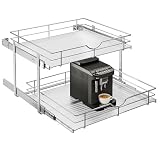 WelFurGeer 2-Tier Kitchen Cabinet Pullout Shelf and Drawer Organizer, Soft Close Pantry Pull Out Shelves, Heavy Duty Pull Out Cabinet Organizer with Shelf Liner for Kitchen Cabinets, Pantry Storage