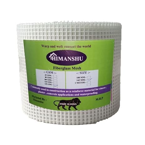 HIMANSHU Factory Fiber Glass Mesh 145 Gsm (H) 6 Inch X (L) 50 Meter Fiber Mesh For Plastering, For Waterproof Of Roof/Crack Patch/Wall Repair/Fiber Wall Coating Contains Glass Fiber (Pack of 1) (B0CV7FYTPN) Amazon Price History, Amazon Price Tracker