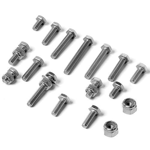 Image of 1 /4-20 Hex Bolts Screws Nylon Insert Lock Nuts Flat Washers Kit, Stainless Steel 304, Fully Threaded Hex Bolt 1 /4-20 x 1 /2 inch 3 /4 inch 1 inch 1-1 /4 inch 1-1 /2 inch 1-3 /4 inch 2 inch Length