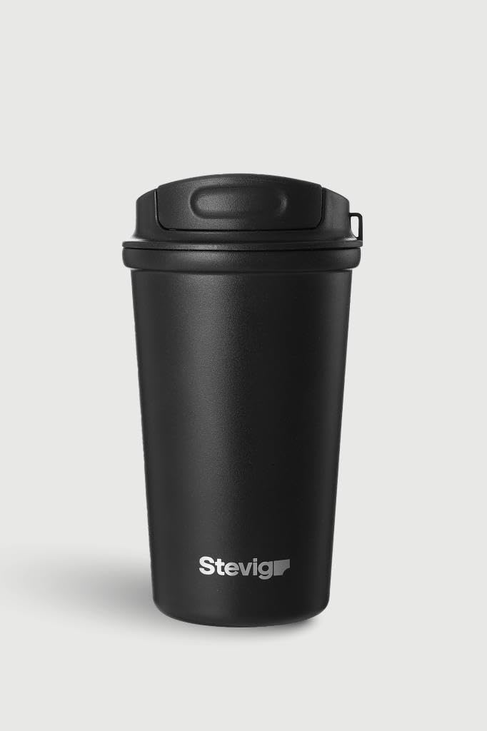 4 Work Flip Open Coffee Mug Çelik Termos 400 ML Black ST-250