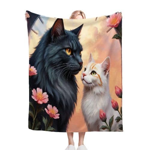 Couverture Lit 2 Personnes Douce Flanelle Microfibre Chats B271