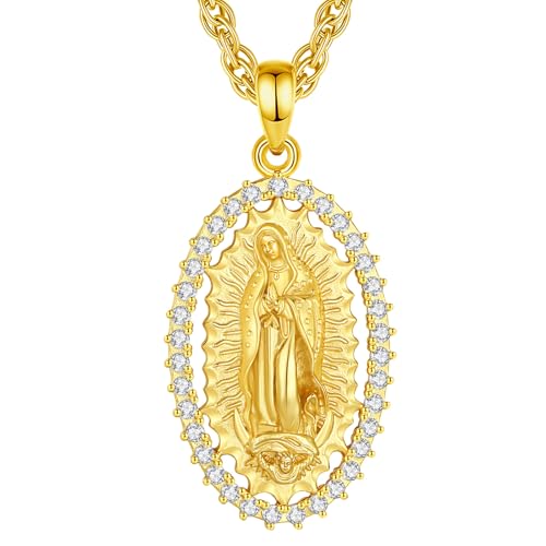 Eudora Harmony Ball Collar Virgen María Medalla De La Virgen De Guadalupe Plata Pura Con Baño De Oro De 18k Colgante Virgencita Medalla Milagrosa Joyería Regalo Original Para Mujer Hombre, 22 2 Eudora Harmony Ball Collar Virgen María Medalla De La Virgen De Guadalupe Plata Pura Con Baño De Oro De 18k Colgante Virgencita Medalla Milagrosa Joyería Regalo Original Para Mujer Hombre, 22 2
